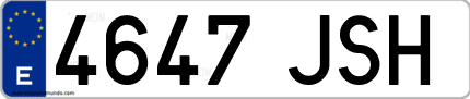 Ejemplo de matrícula de coche ordinaria 4647 JSH
