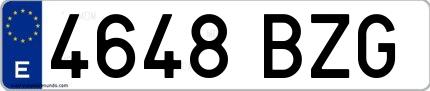 Ejemplo de matrícula española 4648 BZG