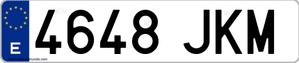 Ejemplo de matrícula de coche ordinaria 4648 JKM