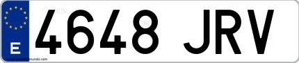 Ejemplo de matrícula española 4648 JRV