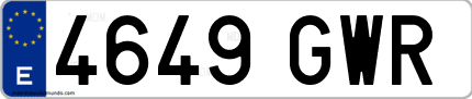 Ejemplo de matrícula de coche ordinaria 4649 GWR