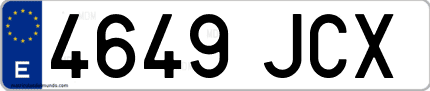 Ejemplo de matrícula de coche ordinaria 4649 JCX