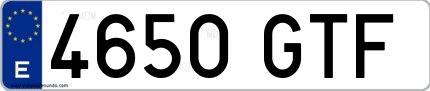 Ejemplo de matrícula española 4650 GTF