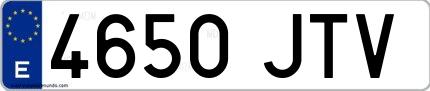 Ejemplo de matrícula española 4650 JTV