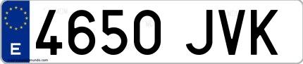 Ejemplo de matrícula española 4650 JVK