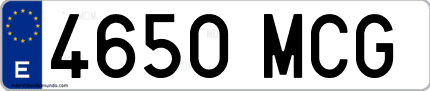 Ejemplo de matrícula de coche ordinaria 4650 MCG