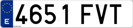 Ejemplo de matrícula española 4651 FVT