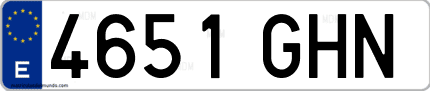 Ejemplo de matrícula de coche ordinaria 4651 GHN