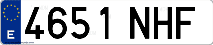 Ejemplo de matrícula de coche ordinaria 4651 NHF