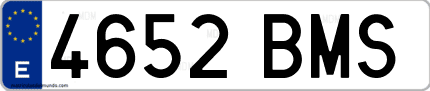 Ejemplo de matrícula de coche ordinaria 4652 BMS