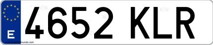 Ejemplo de matrícula española 4652 KLR