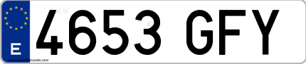 Ejemplo de matrícula de coche ordinaria 4653 GFY
