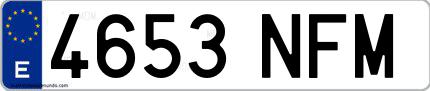 Ejemplo de matrícula española 4653 NFM