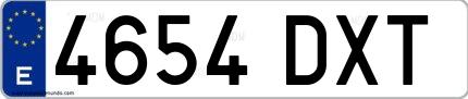 Ejemplo de matrícula española 4654 DXT