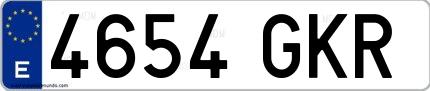 Ejemplo de matrícula española 4654 GKR