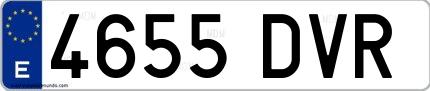 Ejemplo de matrícula española 4655 DVR