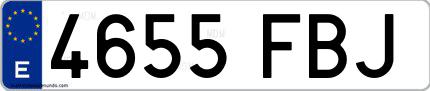 Ejemplo de matrícula española 4655 FBJ