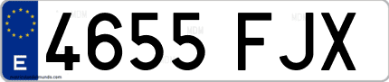 Ejemplo de matrícula de coche ordinaria 4655 FJX
