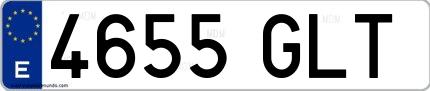 Ejemplo de matrícula española 4655 GLT