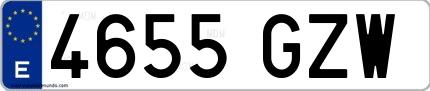 Ejemplo de matrícula española 4655 GZW