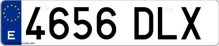 Ejemplo de matrícula española 4656 DLX