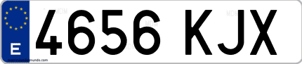 Ejemplo de matrícula de coche ordinaria 4656 KJX