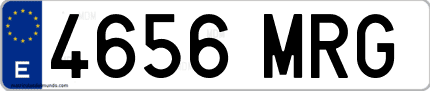 Ejemplo de matrícula de coche ordinaria 4656 MRG
