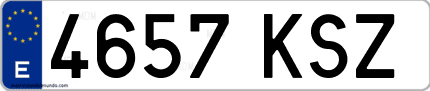 Ejemplo de matrícula de coche ordinaria 4657 KSZ