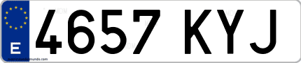 Ejemplo de matrícula de coche ordinaria 4657 KYJ