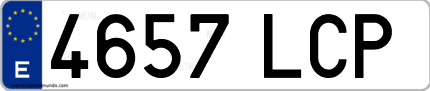 Ejemplo de matrícula de coche ordinaria 4657 LCP