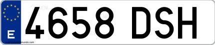 Ejemplo de matrícula española 4658 DSH