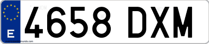 Ejemplo de matrícula de coche ordinaria 4658 DXM