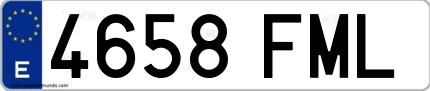 Ejemplo de matrícula española 4658 FML