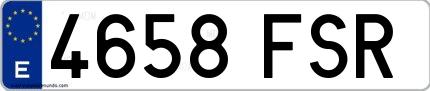 Ejemplo de matrícula española 4658 FSR