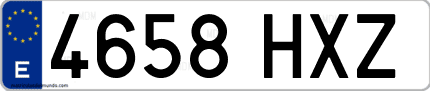 Ejemplo de matrícula de coche ordinaria 4658 HXZ