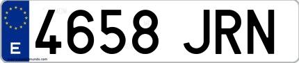 Ejemplo de matrícula española 4658 JRN