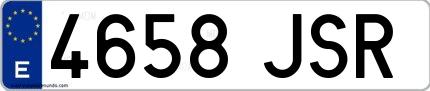 Ejemplo de matrícula española 4658 JSR