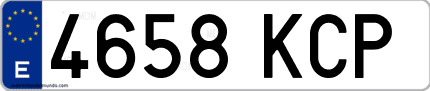 Ejemplo de matrícula de coche ordinaria 4658 KCP