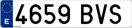 Ejemplo de matrícula española 4659 BVS