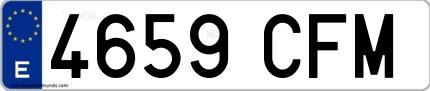 Ejemplo de matrícula española 4659 CFM