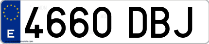 Ejemplo de matrícula de coche ordinaria 4660 DBJ