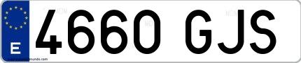 Ejemplo de matrícula de coche ordinaria 4660 GJS