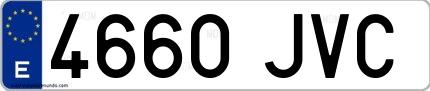 Ejemplo de matrícula española 4660 JVC