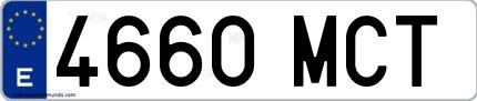 Ejemplo de matrícula española 4660 MCT