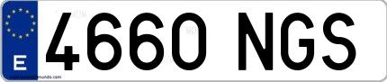 Ejemplo de matrícula española 4660 NGS