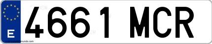 Ejemplo de matrícula española 4661 MCR