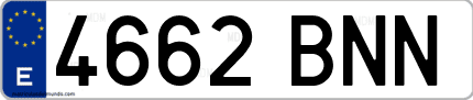 Ejemplo de matrícula de coche ordinaria 4662 BNN