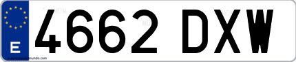 Ejemplo de matrícula de coche ordinaria 4662 DXW