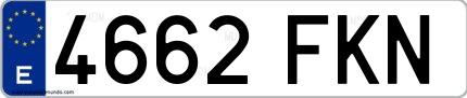 Ejemplo de matrícula española 4662 FKN
