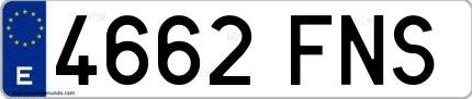 Ejemplo de matrícula española 4662 FNS